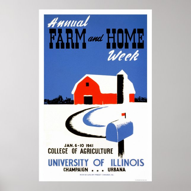 Universiteten Illinois Farm 1941 WPA Poster (Framsidan)