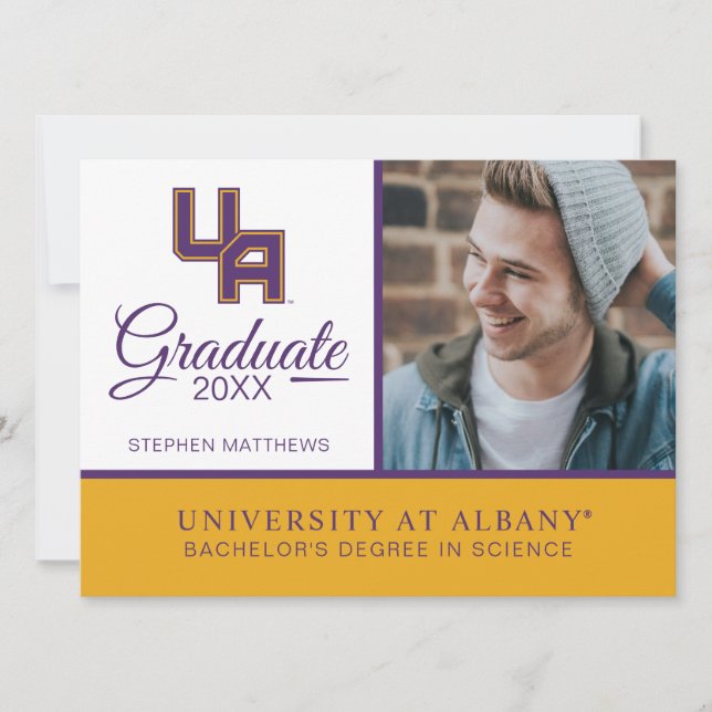 Universiteten vid Logotypen Albany Initialer Inbjudningar (Framsida)