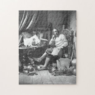 Universitetslärare Quixote i hans studie Pussel