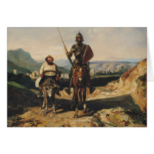 Universitetslärare Quixote och Sancho Hälsningskort