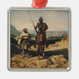 Universitetslärare Quixote och Sancho Julgransprydnad Metall