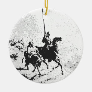 Universitetslärare Quixote och Sancho Panza Julgransprydnad Keramik