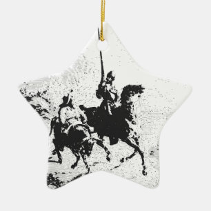 Universitetslärare Quixote och Sancho Panza Julgransprydnad Keramik
