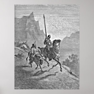 Universitetslärare Quixote och Sancho Panza Poster