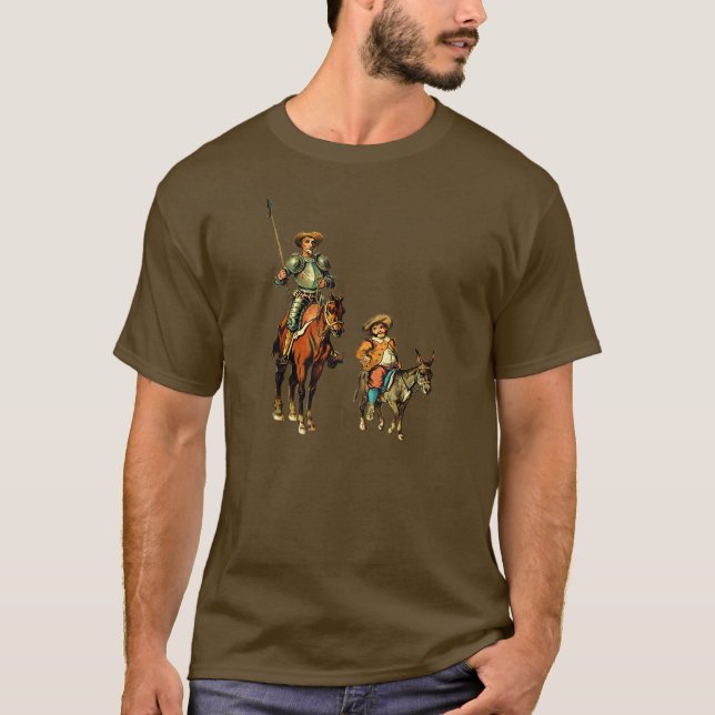 Universitetslärare Quixote och Sancho Panza T Shirt (Framsida)