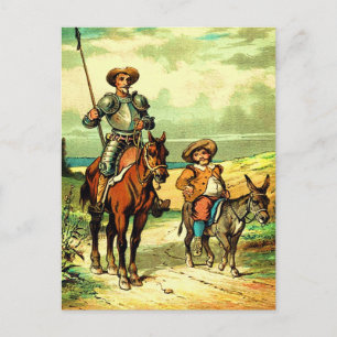 Universitetslärare Quixote och Sancho Panza Vykort