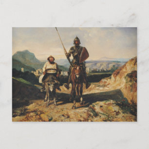 Universitetslärare Quixote och Sancho Vykort