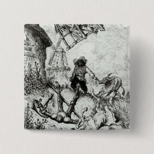 Universitetslärare Quixote och windmillsna Knapp