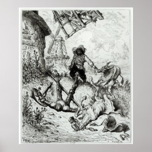 Universitetslärare Quixote och windmillsna Poster