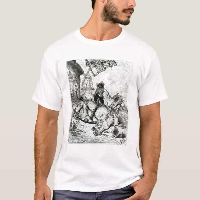 Universitetslärare Quixote och windmillsna T-shirt (Framsida)