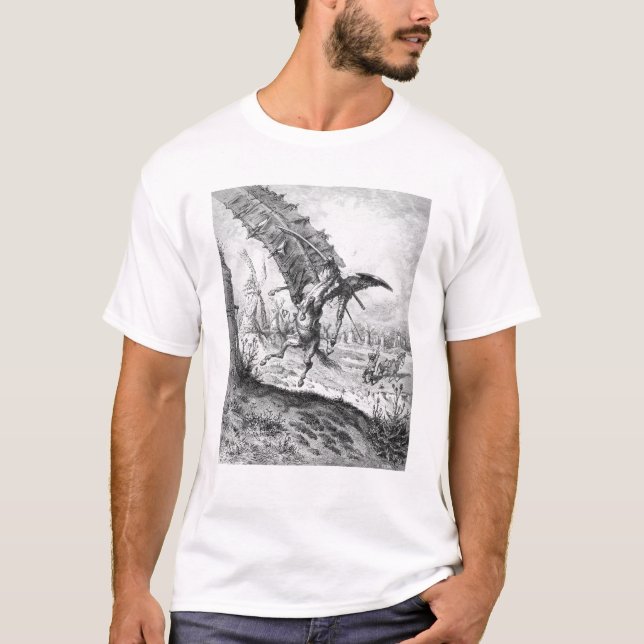 Universitetslärare Quixote och windmillsna Tee Shirt (Framsida)