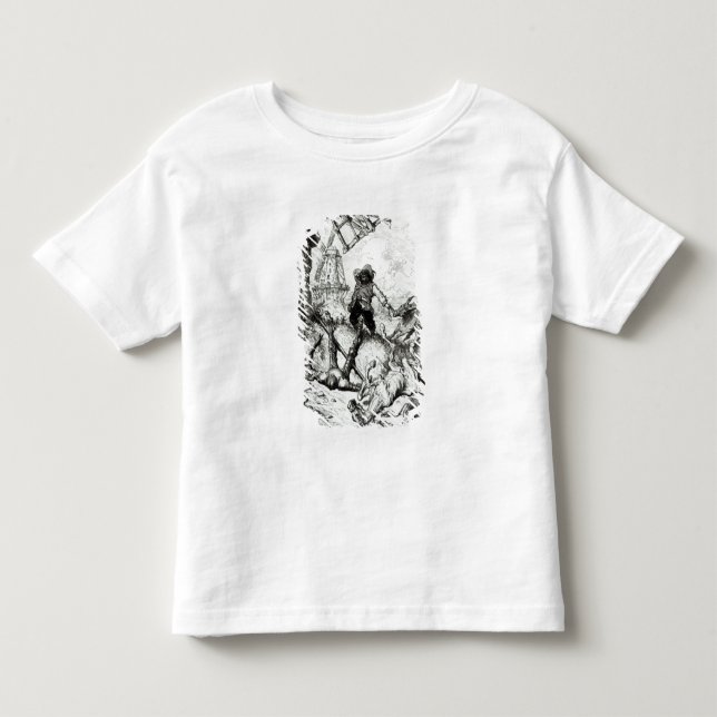 Universitetslärare Quixote och windmillsna Tee Shirt (Framsida)