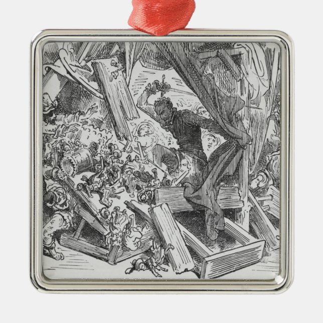 Universitetslärare Quixote som slåss dockorna Julgransprydnad Metall (Framsidan)