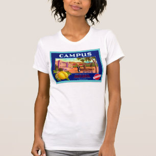 Universitetsområdet brännmärker etiketten för t-shirt