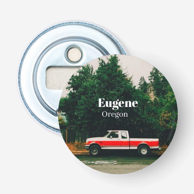 Universitetsstaden Eugene - Oregon Flasköppnare (Framsidan)