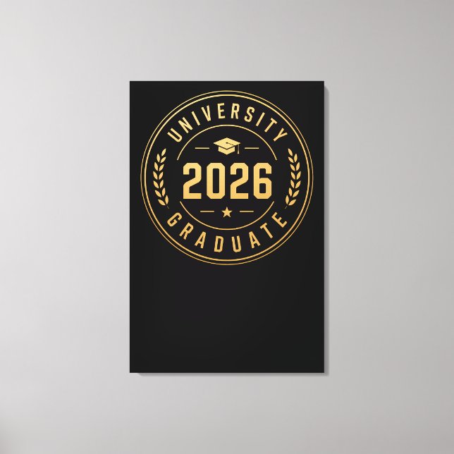 Universitetsutexaminerad 2026 Guldmärke Design Canvastryck (Framsida)