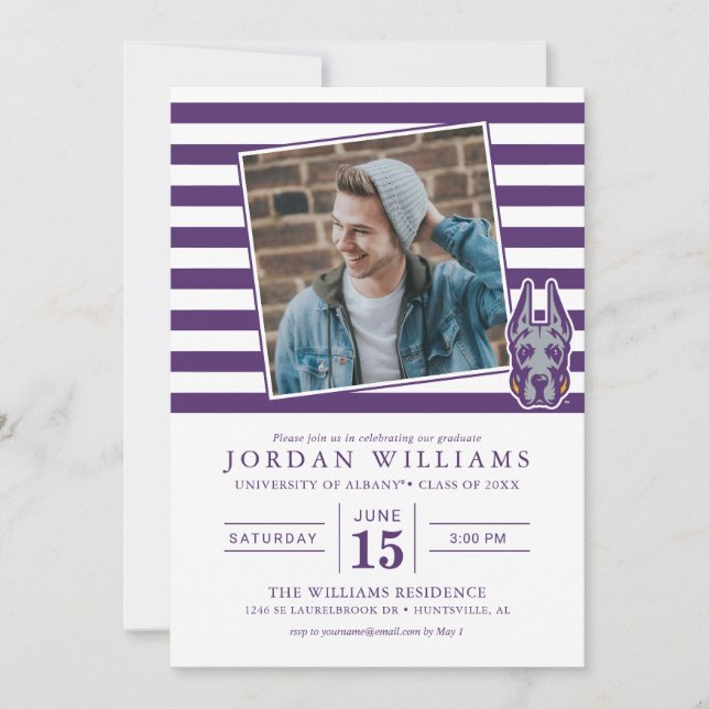 University at Albany Great Dane Maskot Huvud Meddelande (Framsida)