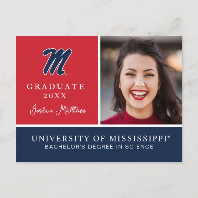 University of Mississippi | Ole Miss-logotypen (Sc Meddelande Vykort (Framsida)