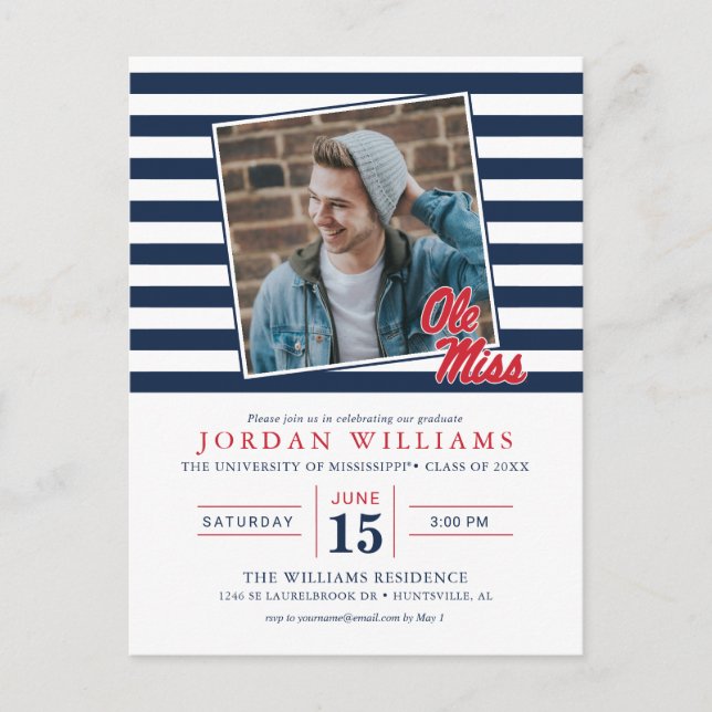 University of Mississippi | Ole Miss Script Meddelande Vykort (Framsida)