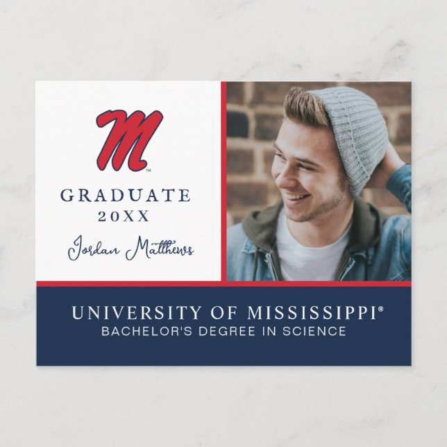 University of Mississippi | Script M Meddelande Vykort (Framsida)