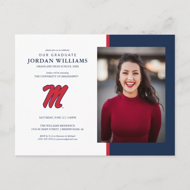 University of Mississippi | Script M Meddelande Vykort (Framsida)