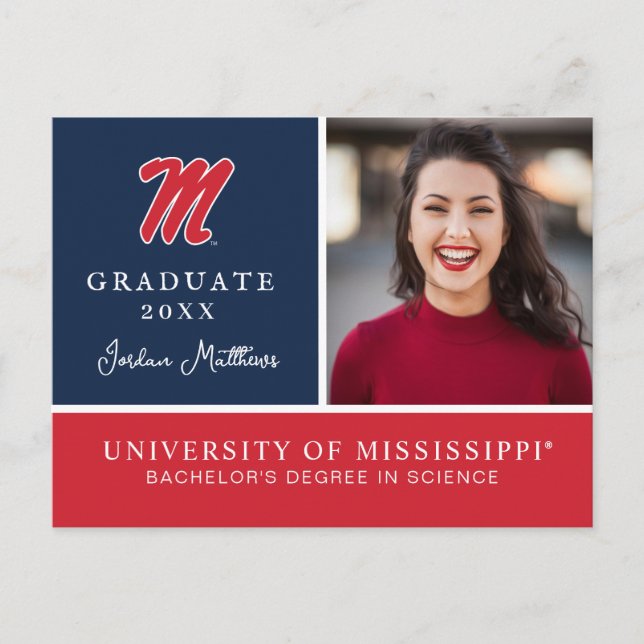 University of Mississippi | Script M Meddelande Vykort (Framsida)