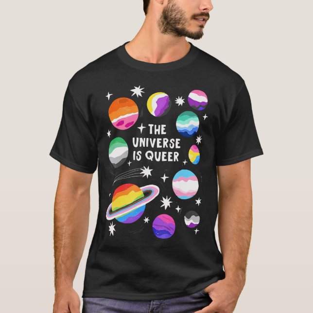 Universum Är Queer Planeter Regnbåge Lgbt T Shirt (Framsida)