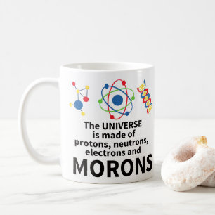 universum göras av protonsneutronselektroner kaffemugg