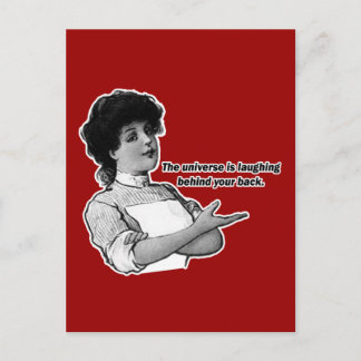 Universum om han skrattar bakom ryggen vykort