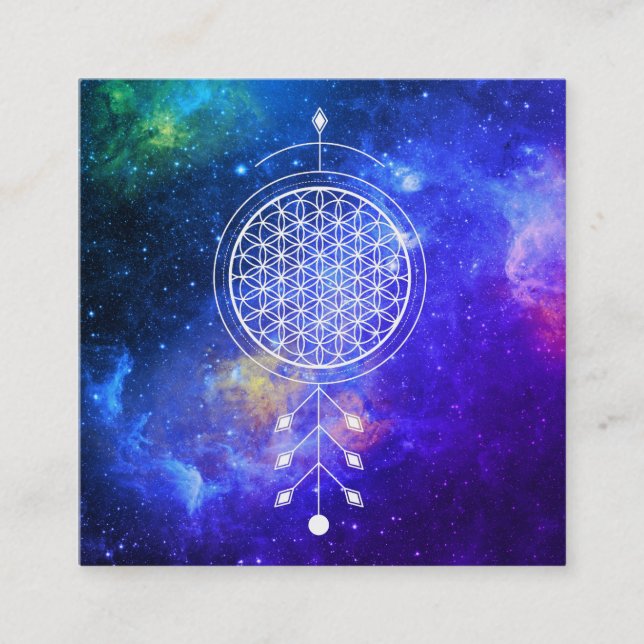 *~*universumblomma av livYogaReiki astrologi Fyrkantigt Visitkort (Framsida)