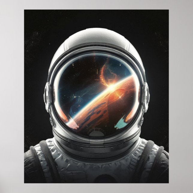Universumets reflektion Astronaut hjälm Poster (Framsidan)