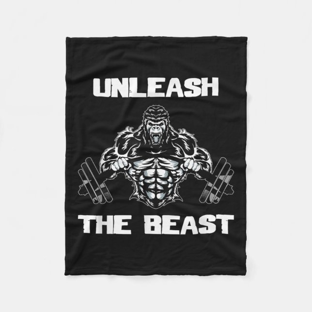 Unleahe Gorilla Bodybuilding Motivational Gift  Fleecefilt (Framsidan)