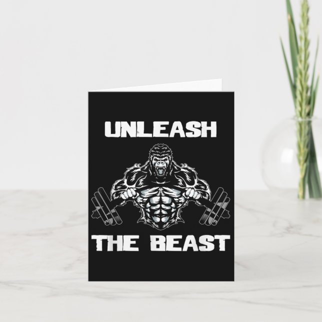 Unleahe Gorilla Bodybuilding Motivational Gift  Kort (Framsida)