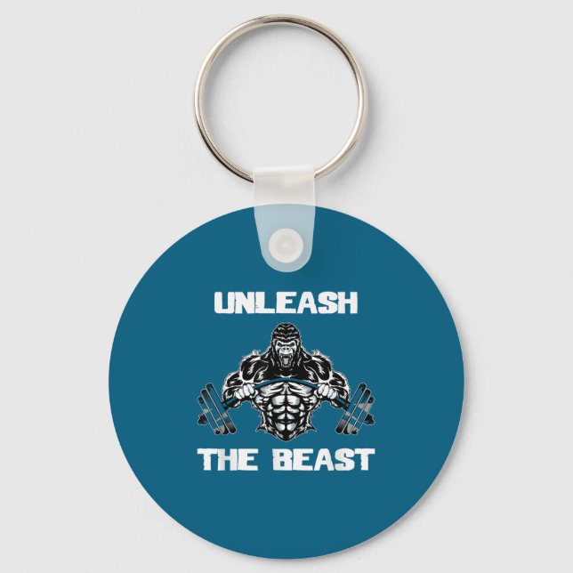 Unleahe Gorilla Bodybuilding Motivational Gift  Nyckelring (Framsida)