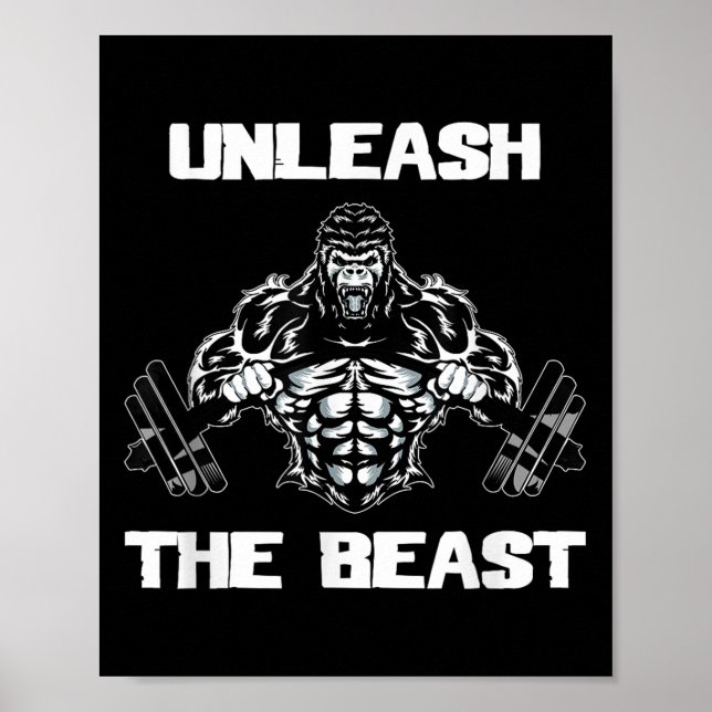 Unleahe Gorilla Bodybuilding Motivational Gift  Poster (Framsidan)