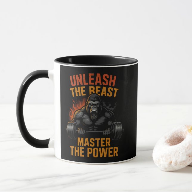 Unleash the Beast – Bodybuilding Power Muscle Gift Mugg (Med munk)