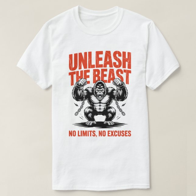 Unleash the Beast Gorilla Fitness Motivation Tee (Design framsida)