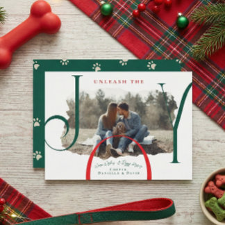 Unleash the Joy | Pet Photo Christmas Card Julkort