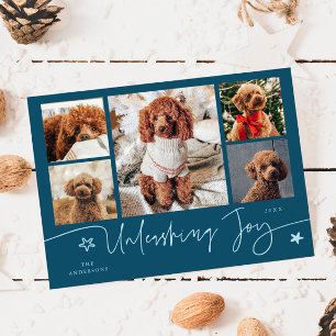 Unleashing Joy Teal Hund Multi Foto Julkort