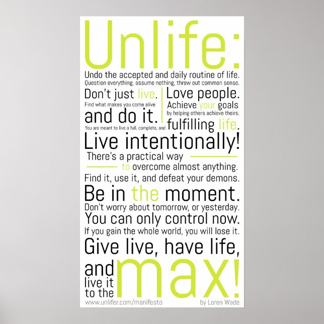 Unlifer Manifesto Poster (Framsidan)