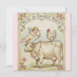 Unlikely Match Funny Valentine's Day Card Chicken Julkort
