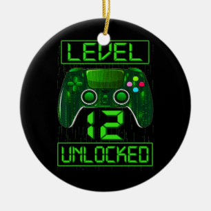 Unlock Level 12 UnLockny Video Gamer 12:e Julgransprydnad Keramik