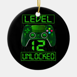 Unlock Level 12 UnLockny Video Gamer 12:e Julgransprydnad Keramik