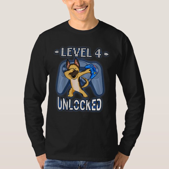 Unlock Level 4, ej låst Dabbing German Shepherd Ga T Shirt (Framsida)