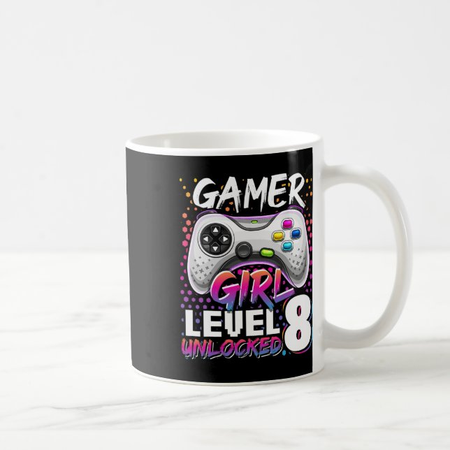 Unlock Level 8 Video Game 8th Birthday Gift Kaffemugg (Höger)