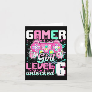 Unlock Video Game 6e Birthday Gift på flicknivå 6 Kort