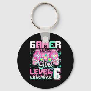 Unlock Video Game 6e Birthday Gift på flicknivå 6 Nyckelring
