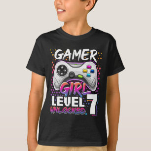 Unlock Video Game 7:e Birthday Gift på flicknivå 7 T Shirt