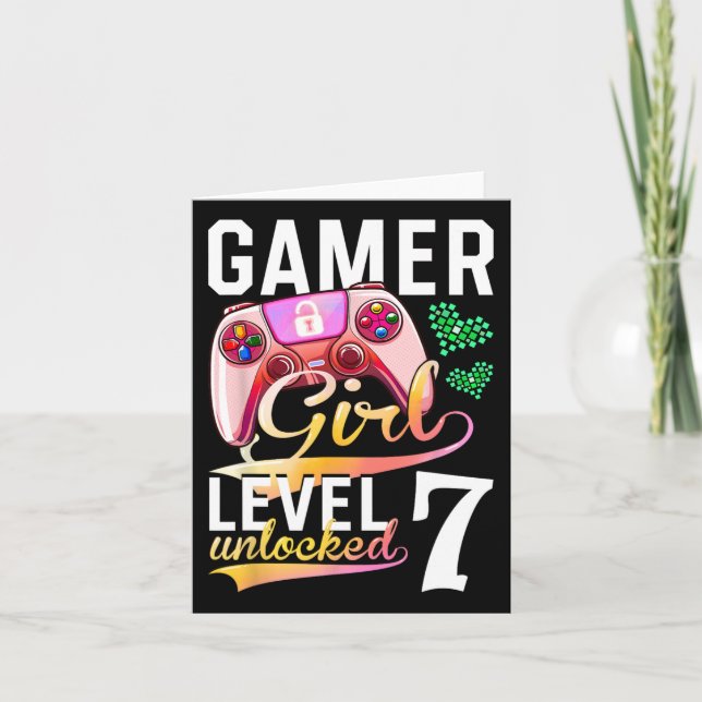 Unlock Video Game 7:e födelsedag på flicknivå 7 Kort (Framsida)