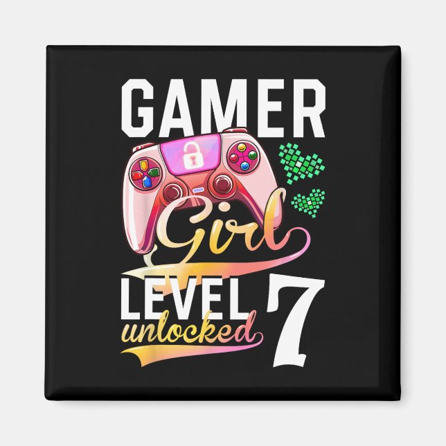 Unlock Video Game 7:e födelsedag på flicknivå 7 Magnet (Framsidan)